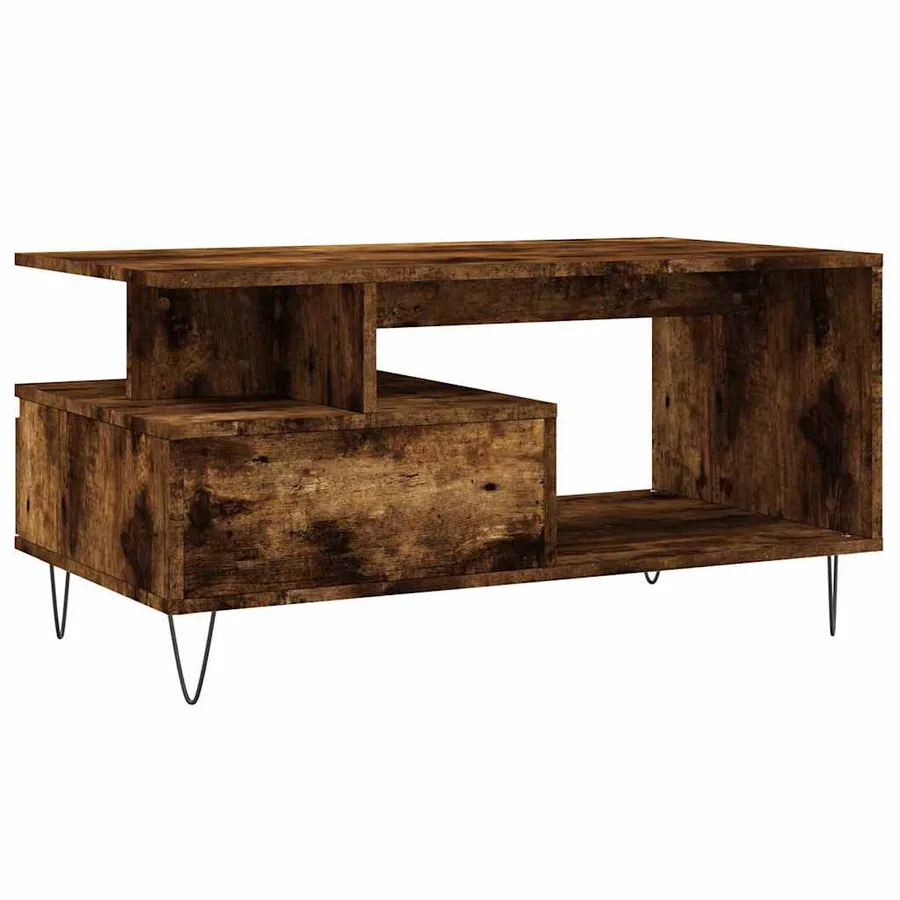 Table basse Chêne fumé 90x49x45 cm Bois d'ingénierie - 8