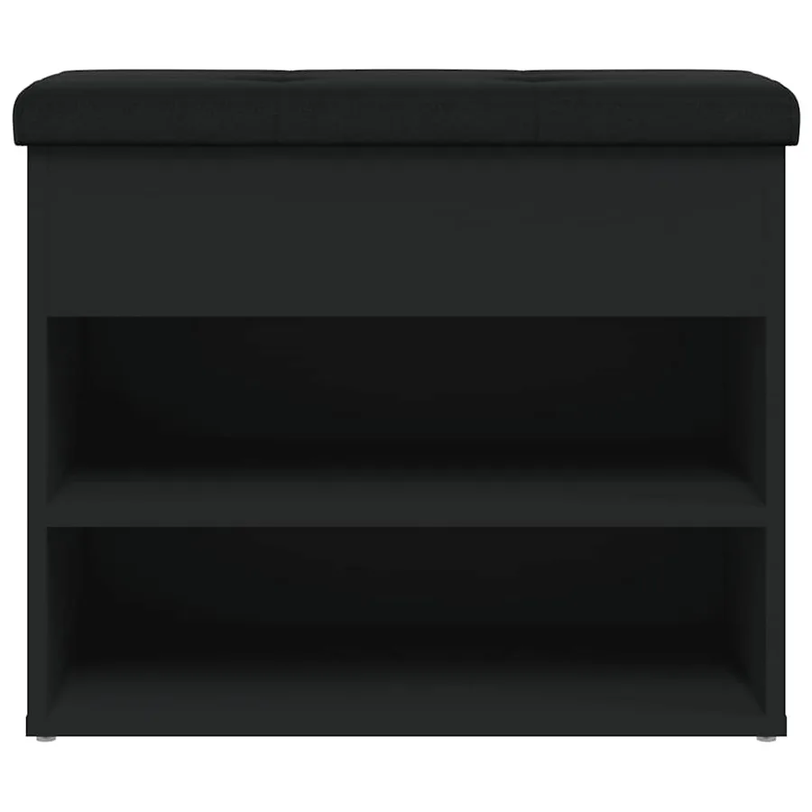 Banc à chaussures noir 62x32x50 cm bois d'ingénierie - 6