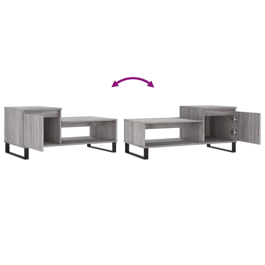 Table basse Sonoma gris 100x50x45 cm Bois d'ingénierie - 9