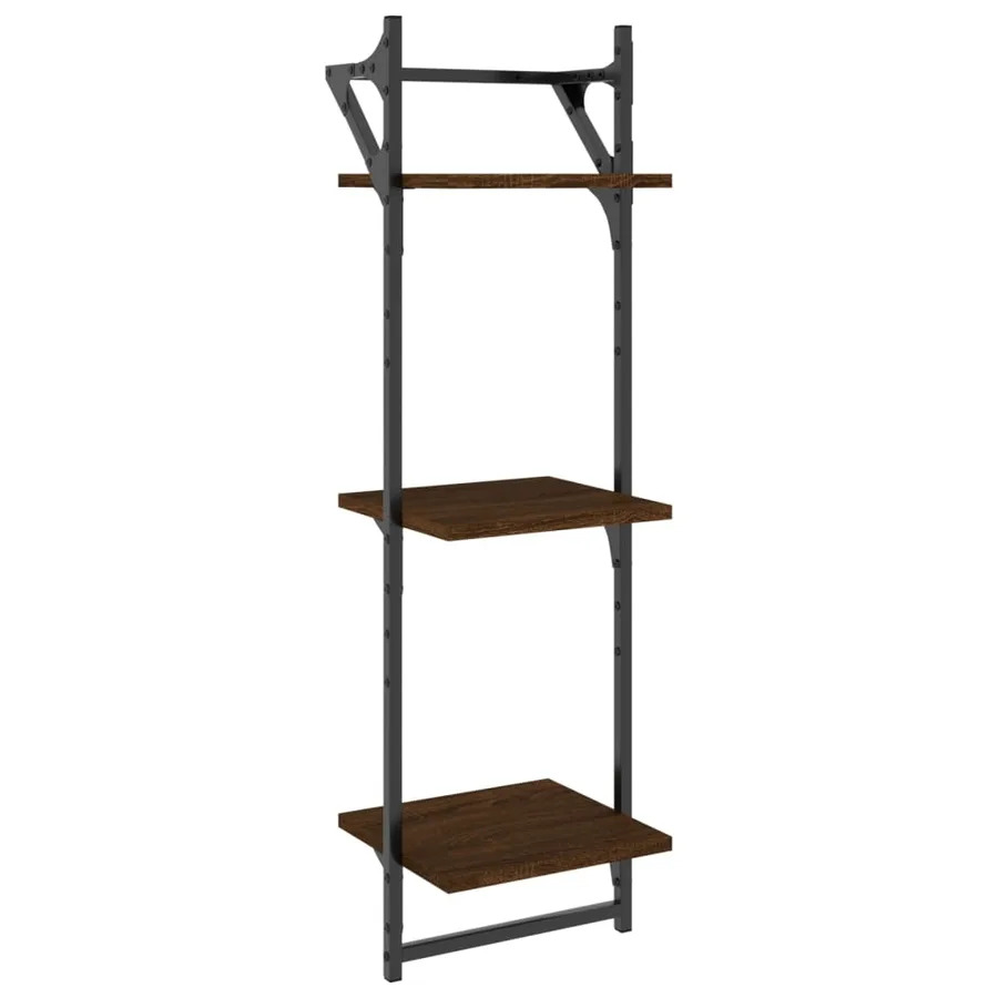 Étagères murales à 3 niveaux avec barres 2 pcs chêne marron - 4