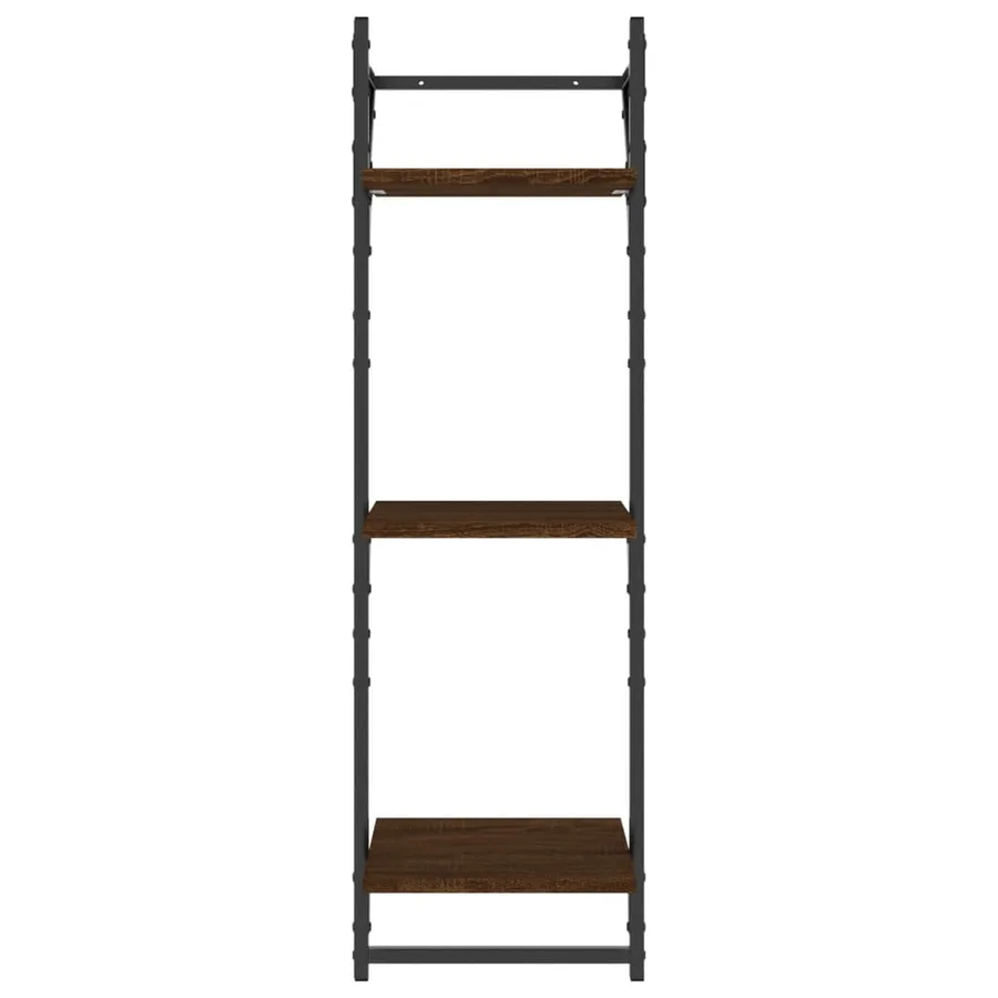 Étagères murales à 3 niveaux avec barres 2 pcs chêne marron - 5