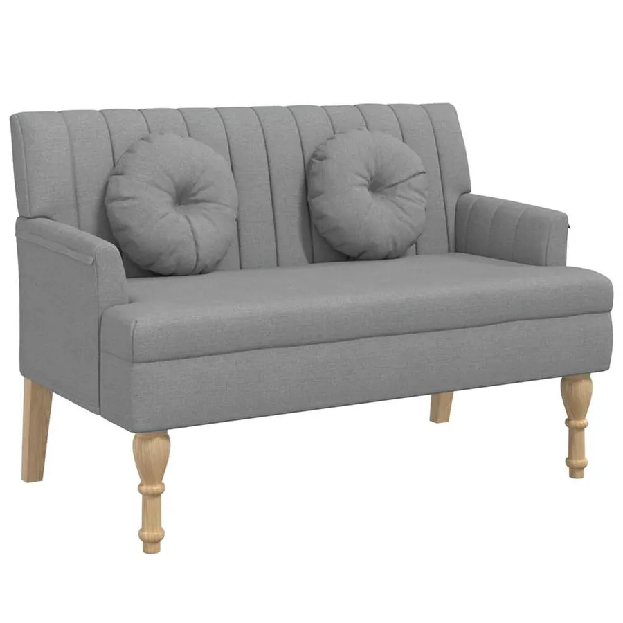Banc avec coussins gris clair 113x64,5x75,5 cm tissu - 2