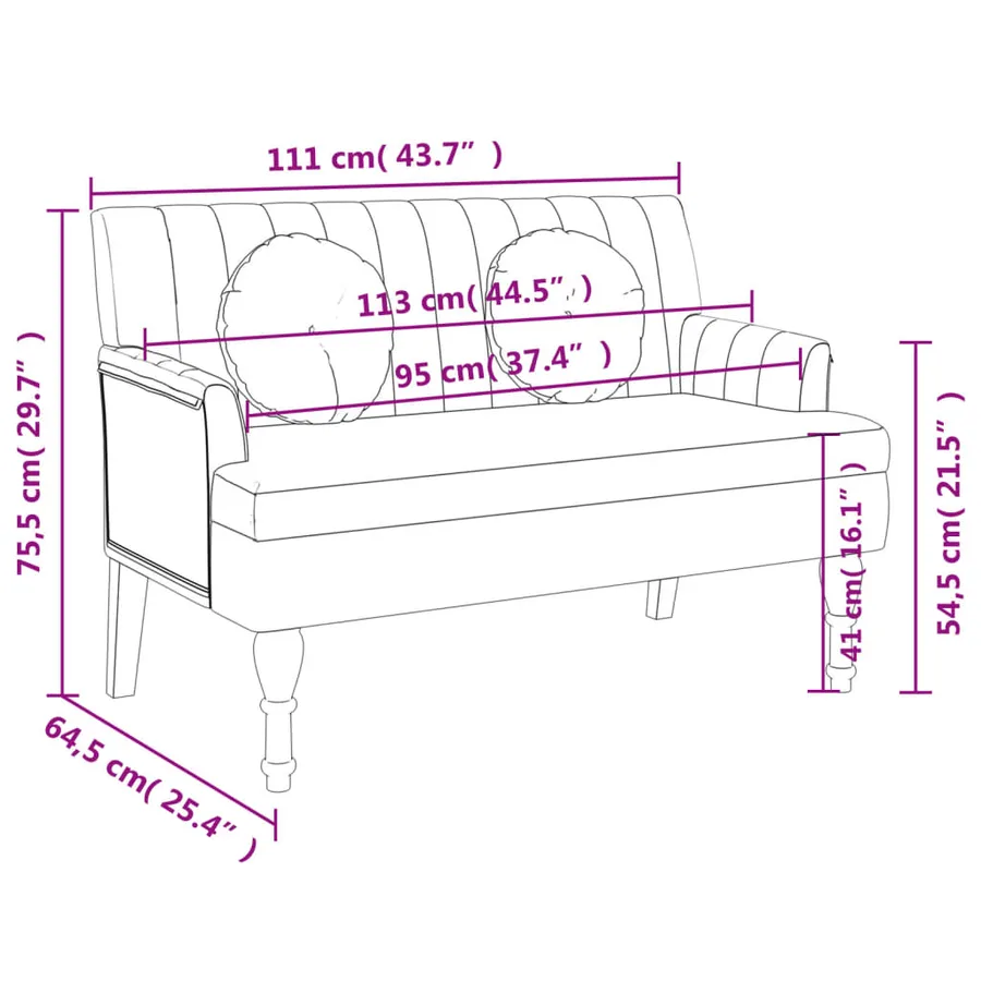 Banc avec coussins gris clair 113x64,5x75,5 cm tissu - 8