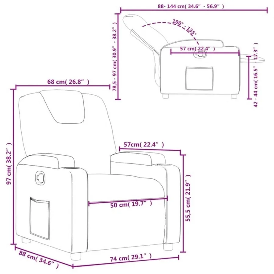 Fauteuil inclinable Taupe Tissu - 11
