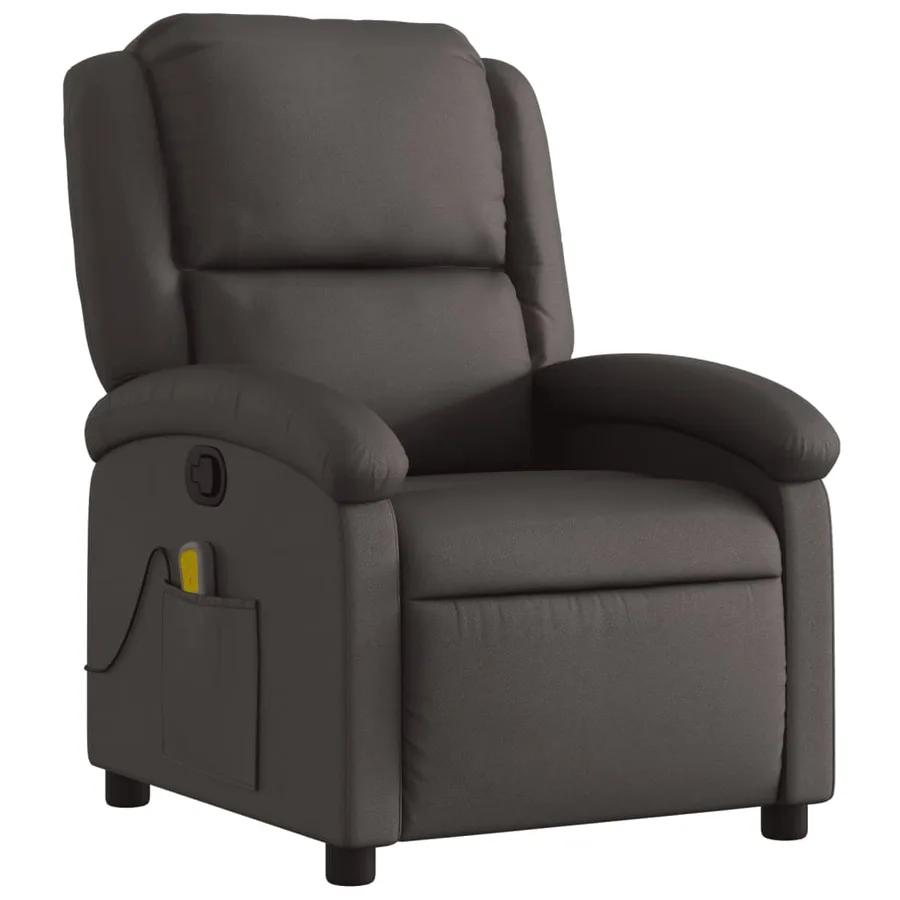 Fauteuil inclinable de massage marron foncé cuir véritable - 3