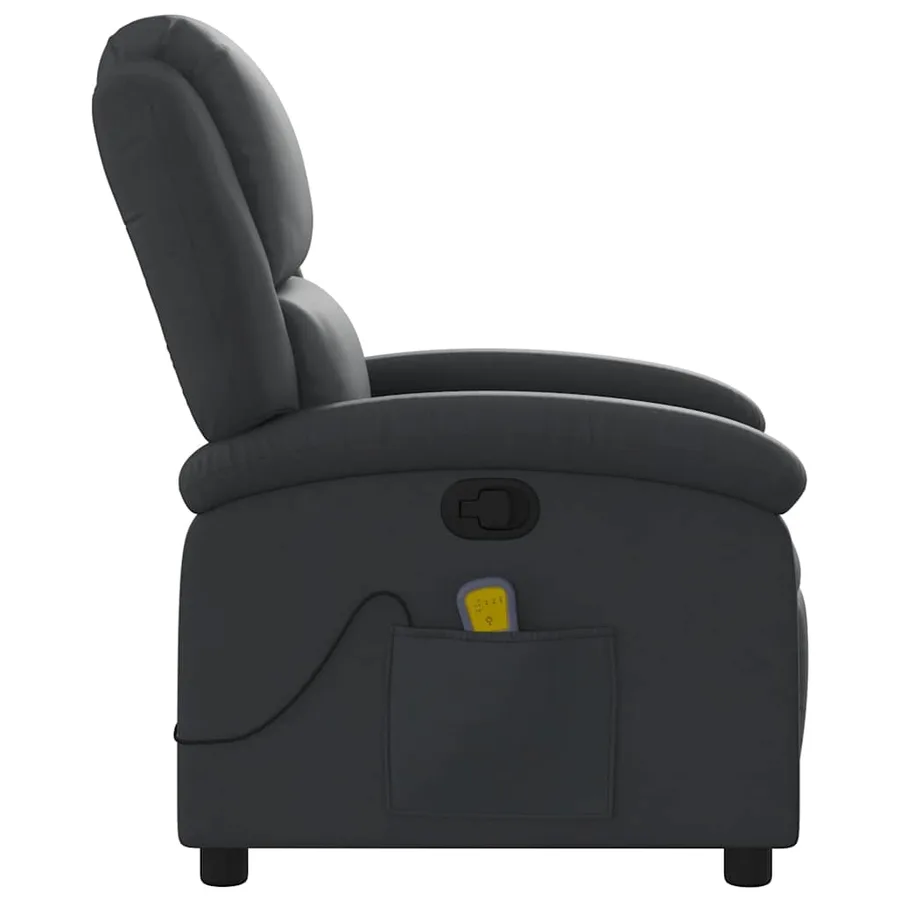 Fauteuil de massage inclinable noir cuir véritable - 9