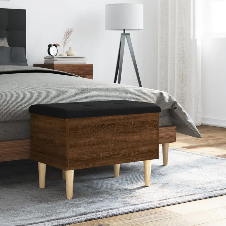 Banc de rangement chêne marron 62x42x46 cm bois d'ingénierie - 3