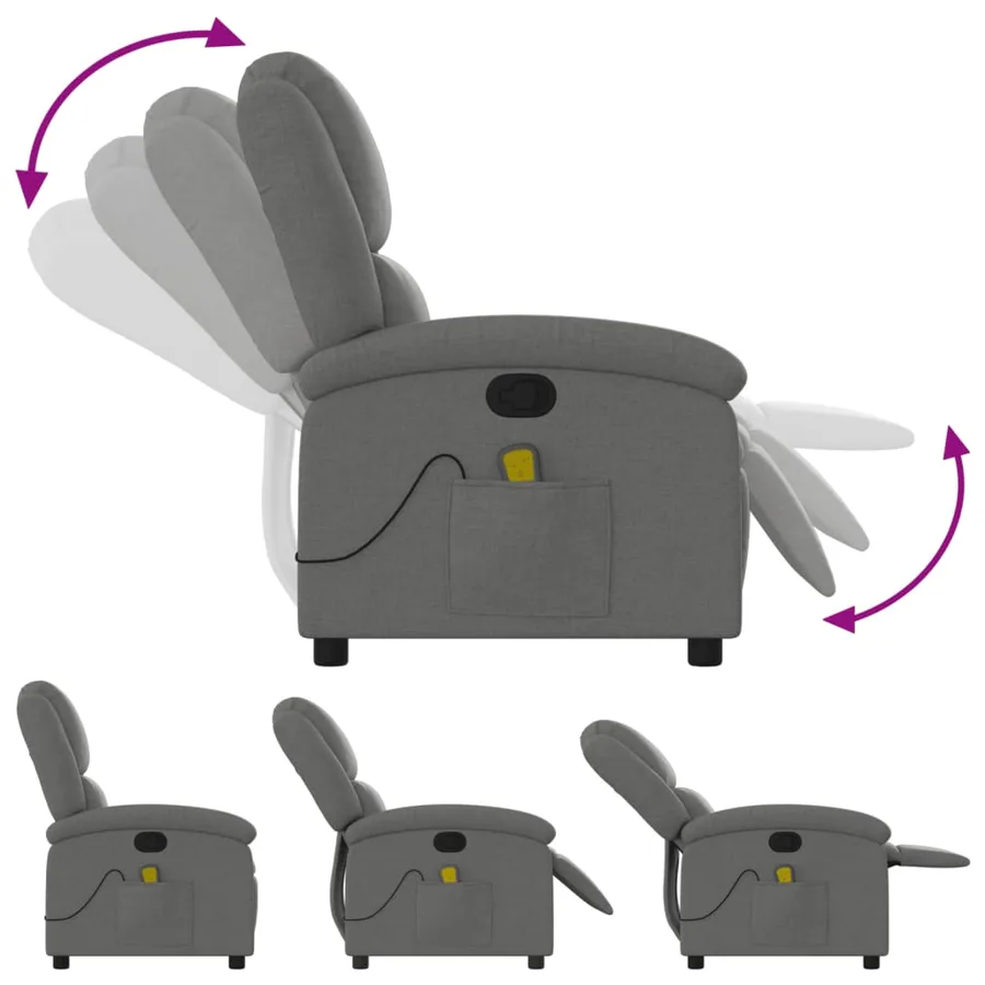 Fauteuil de massage inclinable Gris foncé Tissu - 7