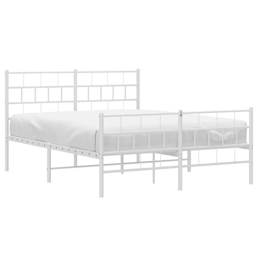 Cadre de lit métal sans matelas et pied de lit blanc 160x200 cm - 3