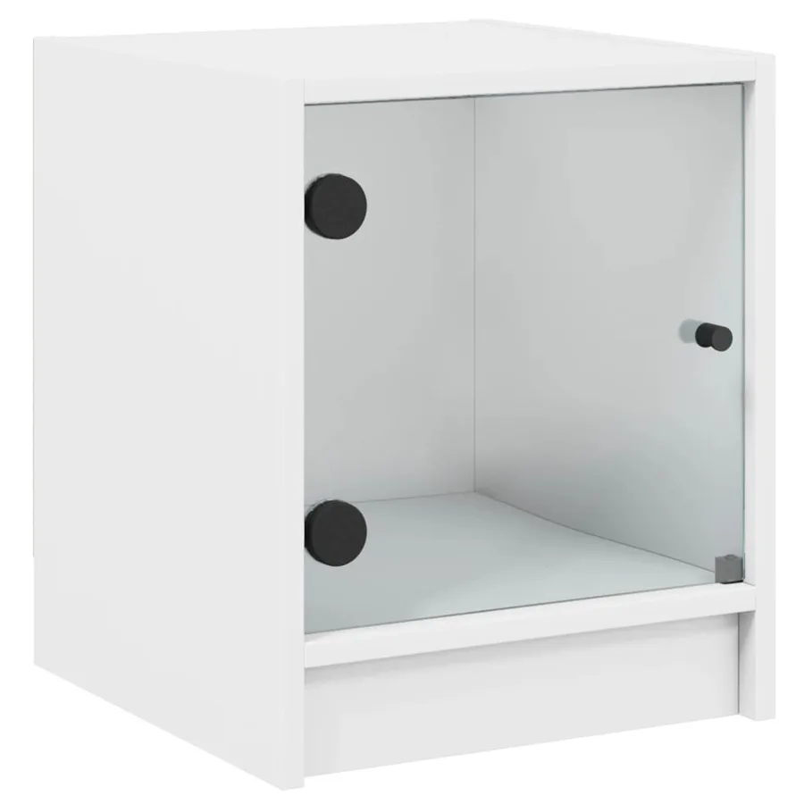 Tables de chevet avec portes en verre 2 pcs blanc 35x37x42 cm - 6