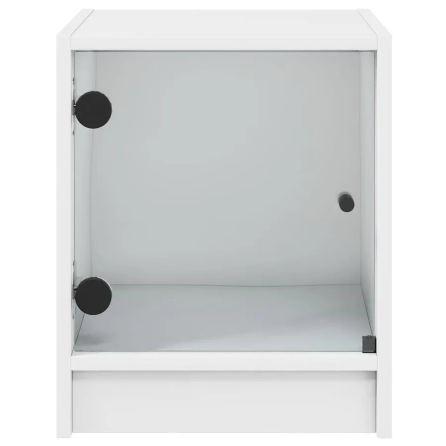 Tables de chevet avec portes en verre 2 pcs blanc 35x37x42 cm - 7