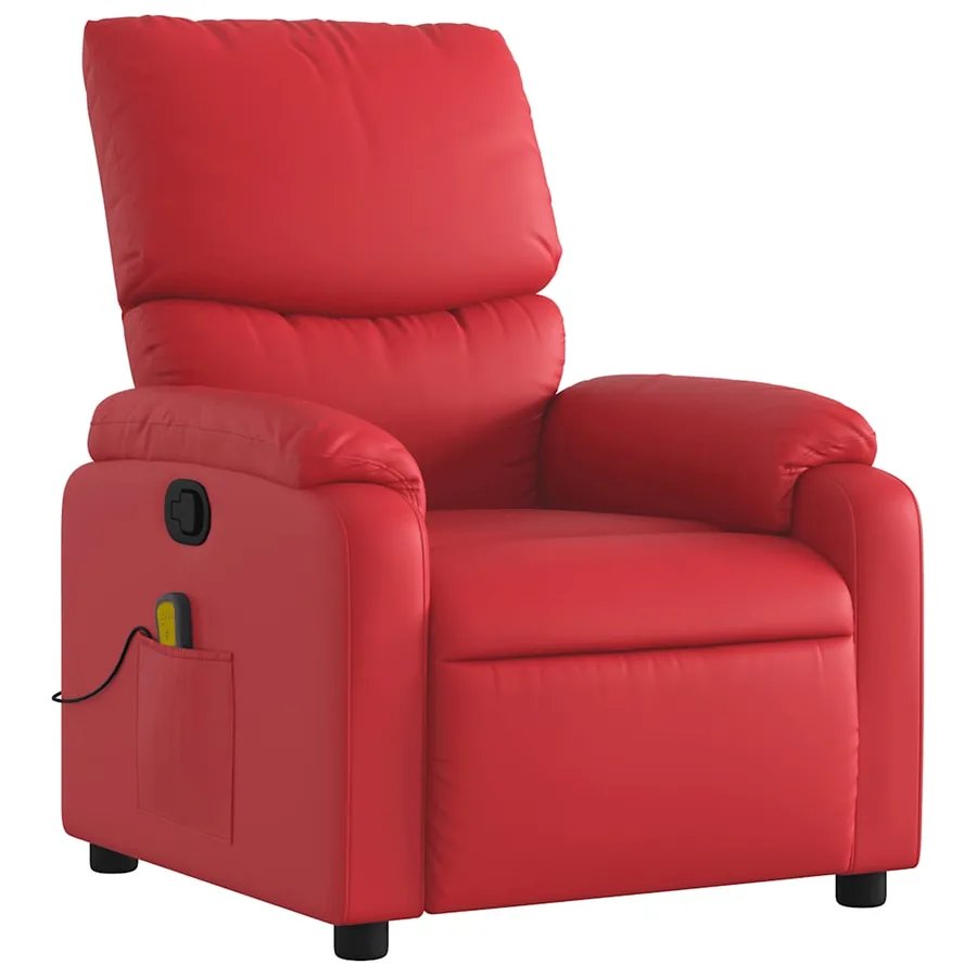 Fauteuil de massage inclinable rouge similicuir - 3