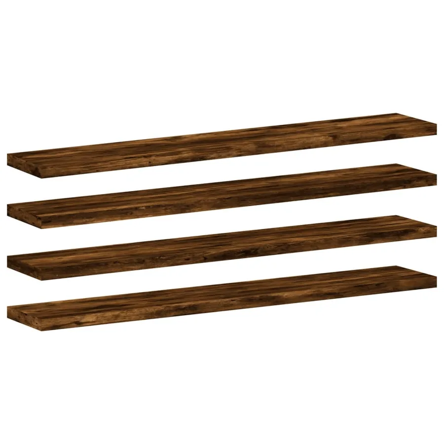 Étagères murales 4 pcs chêne fumé 60x10x1,5cm bois d'ingénierie - 2