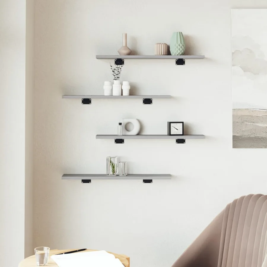 Étagères murales 4 pcs sonoma gris 60x10x1,5 cm bois ingénierie - 3
