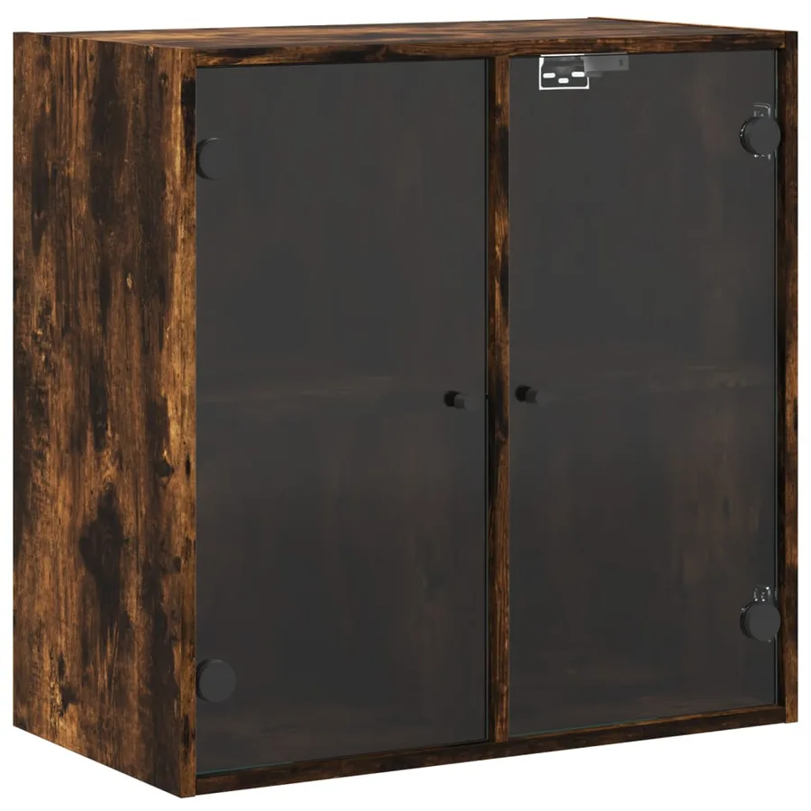 Armoire murale avec portes en verre chêne fumé 68x37x68,5 cm - 2