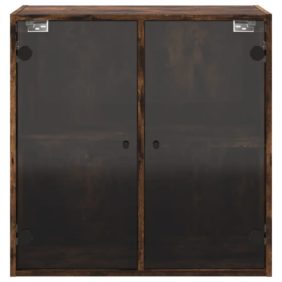 Armoire murale avec portes en verre chêne fumé 68x37x68,5 cm - 6