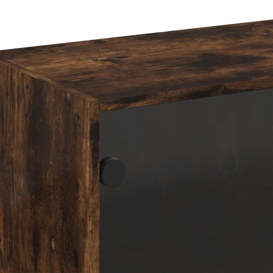 Armoire murale avec portes en verre chêne fumé 68x37x68,5 cm - 9