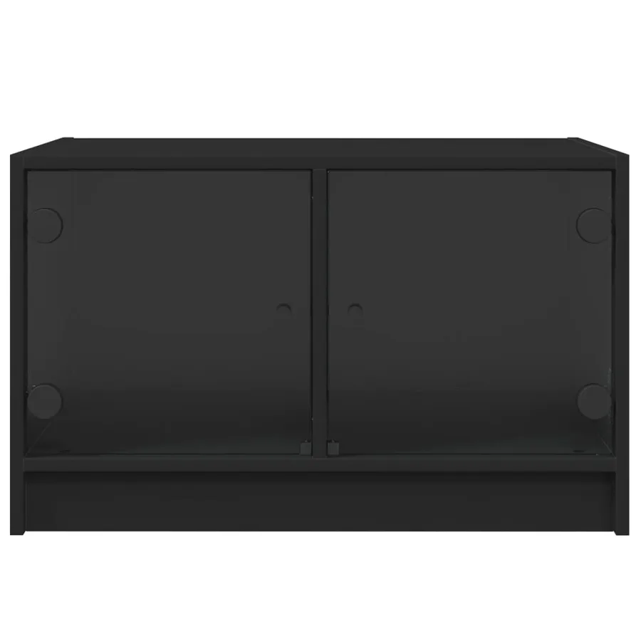 Table basse avec portes en verre noir 68x50x42 cm - 6