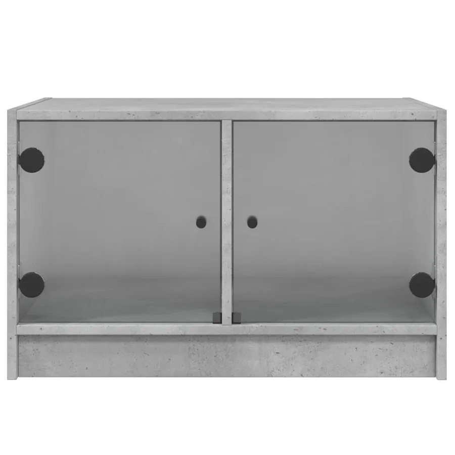 Table basse avec portes en verre gris béton 68x50x42 cm - 6