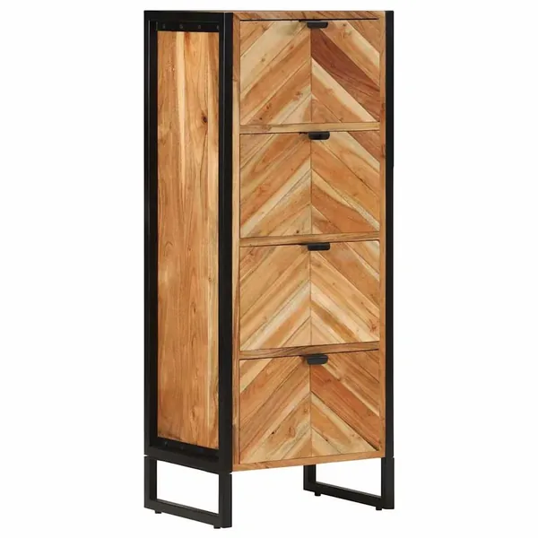 Armoire de salle de bain bois massif d'acacia et fer
