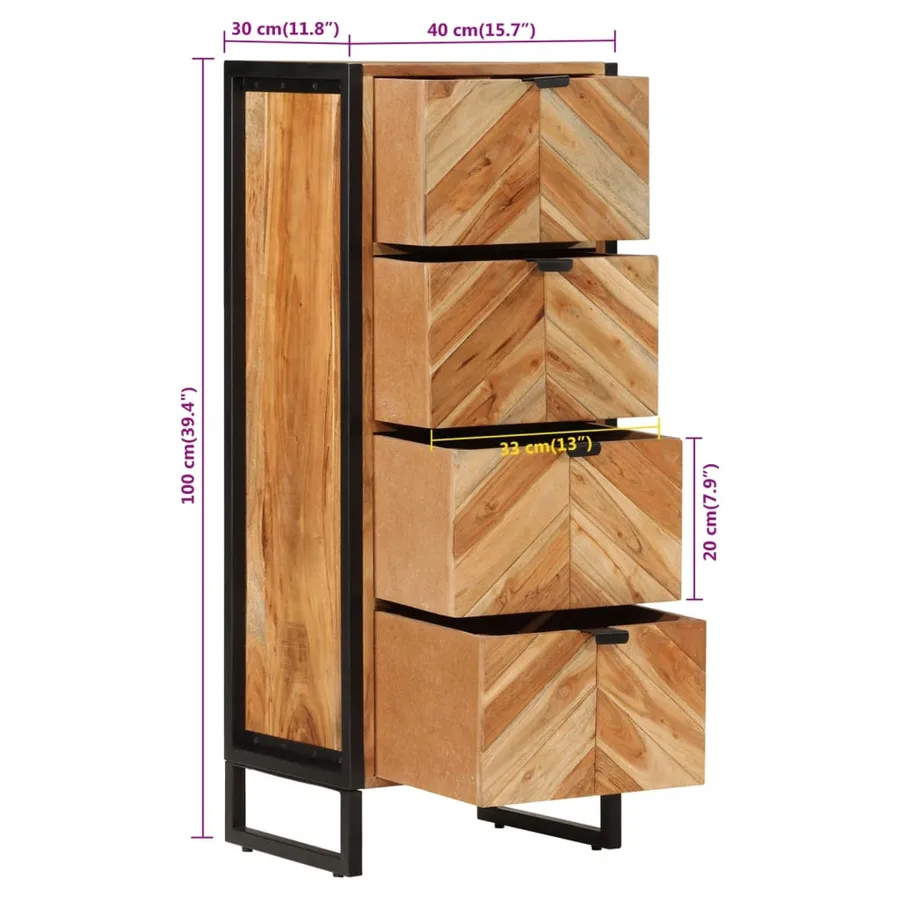 Armoire de salle de bain bois massif d'acacia et fer - 10