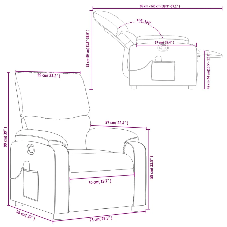 Fauteuil inclinable de massage gris clair tissu - 12