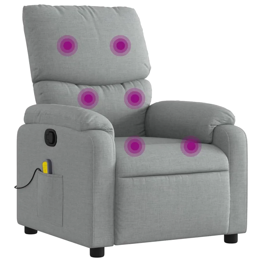 Fauteuil inclinable de massage gris clair tissu - 2