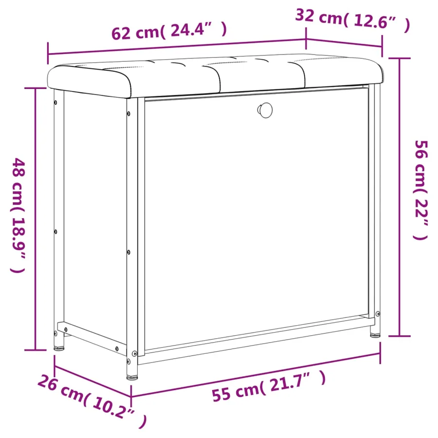 Banc à chaussures avec tiroir rabattable chêne fumé 62x32x56 cm - 11