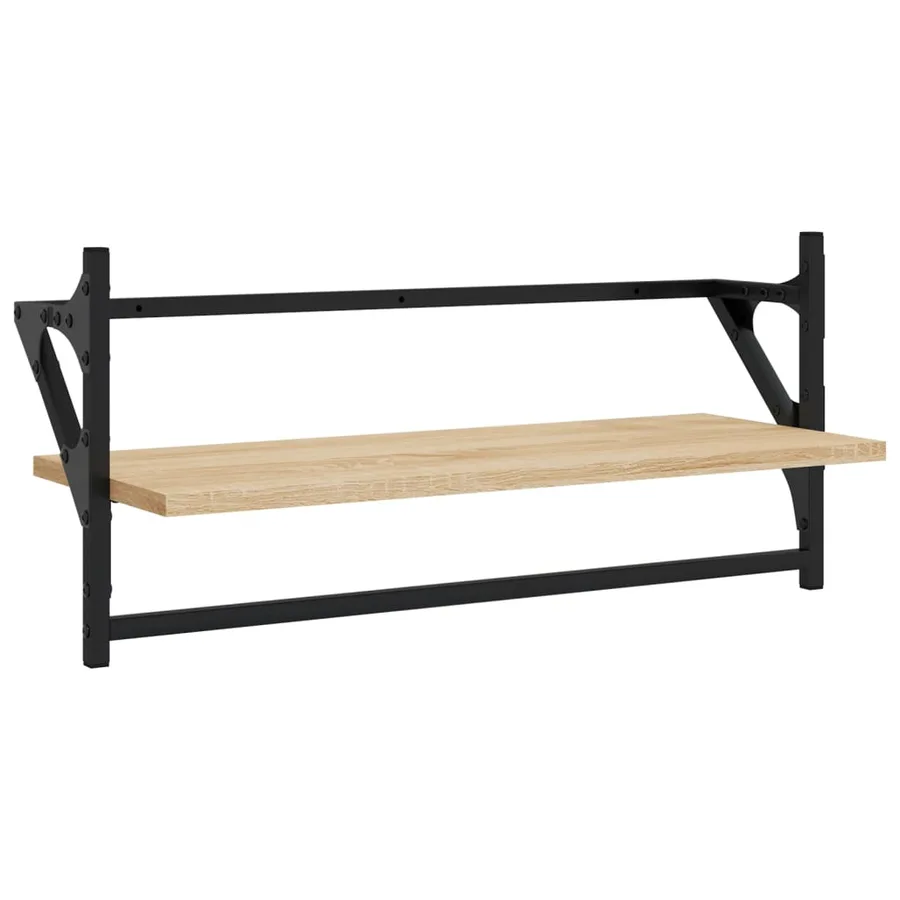 Ensemble d'étagères murales avec barres 6 pcs chêne sonoma - 14