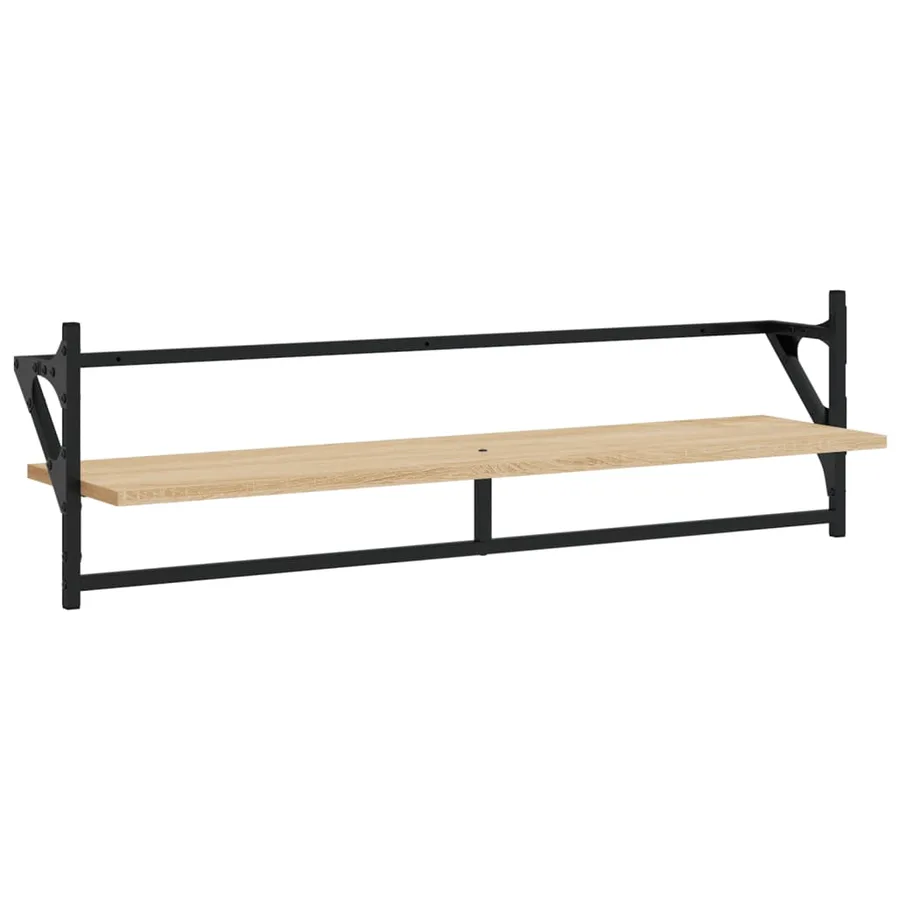 Ensemble d'étagères murales avec barres 6 pcs chêne sonoma - 5