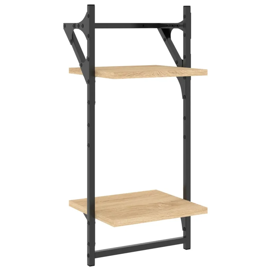 Ensemble d'étagères murales avec barres 6 pcs chêne sonoma - 8
