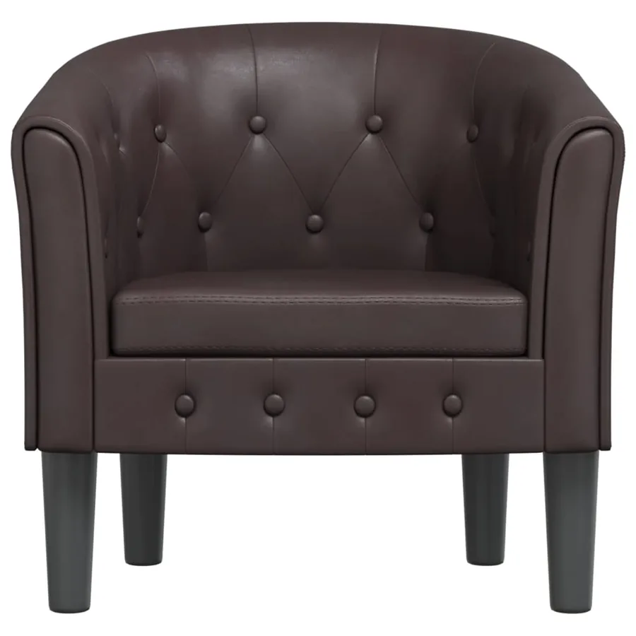 Chaise cabriolet marron similicuir - 3