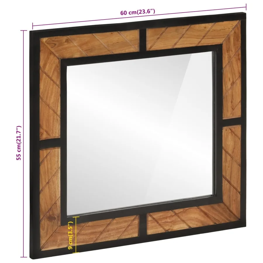 Miroir de salle de bain 60x1x55 cm bois massif d'acacia - 7