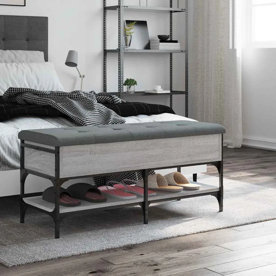 Banc à chaussures sonoma gris 102x42x45 cm bois d'ingénierie - 3