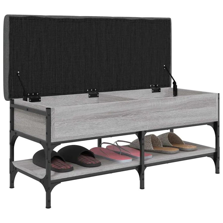 Banc à chaussures sonoma gris 102x42x45 cm bois d'ingénierie - 4
