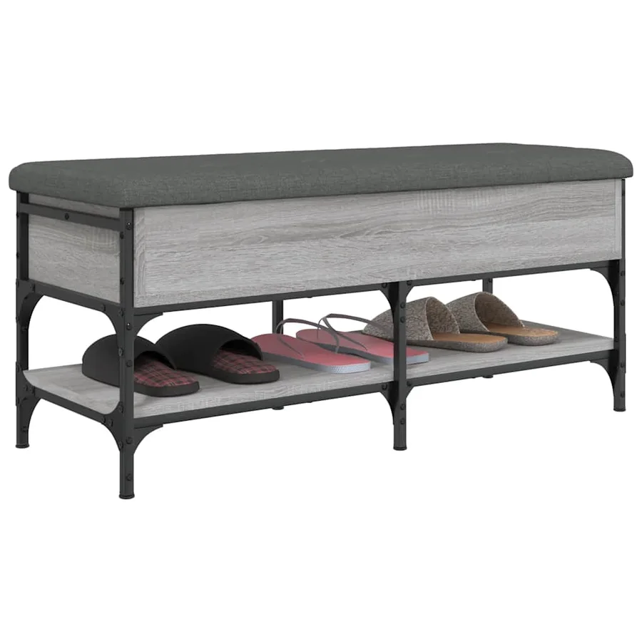 Banc à chaussures sonoma gris 102x42x45 cm bois d'ingénierie - 5