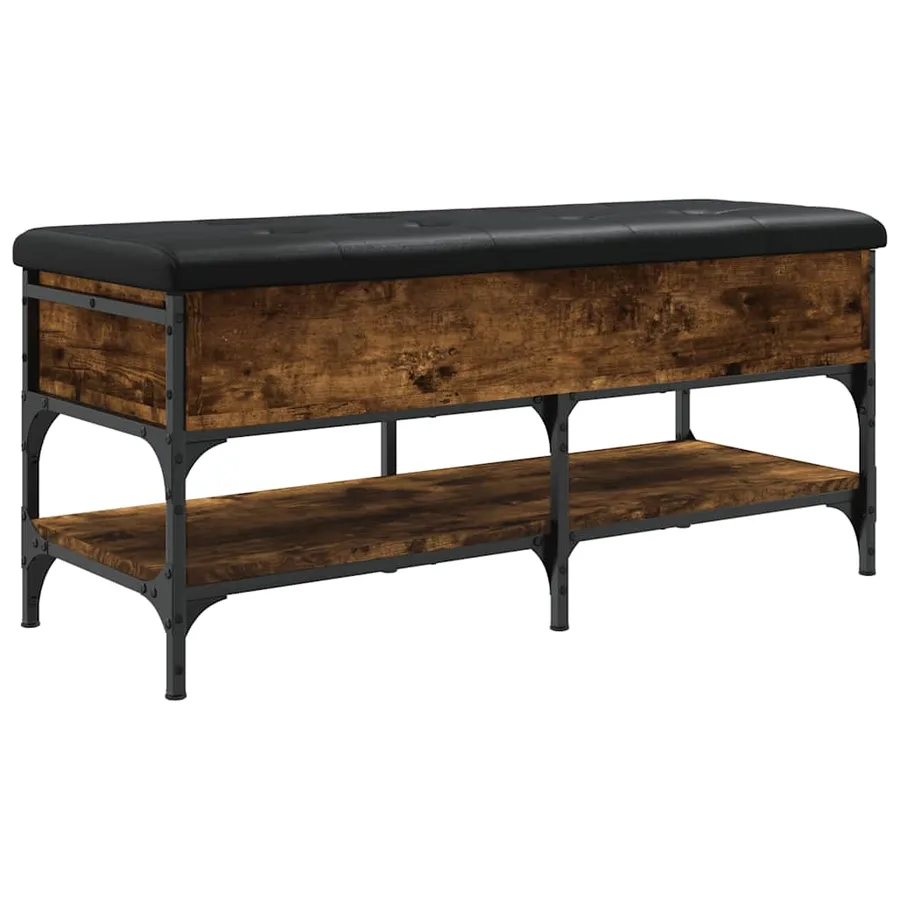 Banc à chaussures chêne fumé 102x42x45 cm bois d'ingénierie - 2