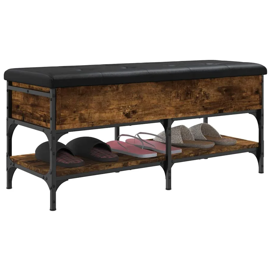 Banc à chaussures chêne fumé 102x42x45 cm bois d'ingénierie - 5