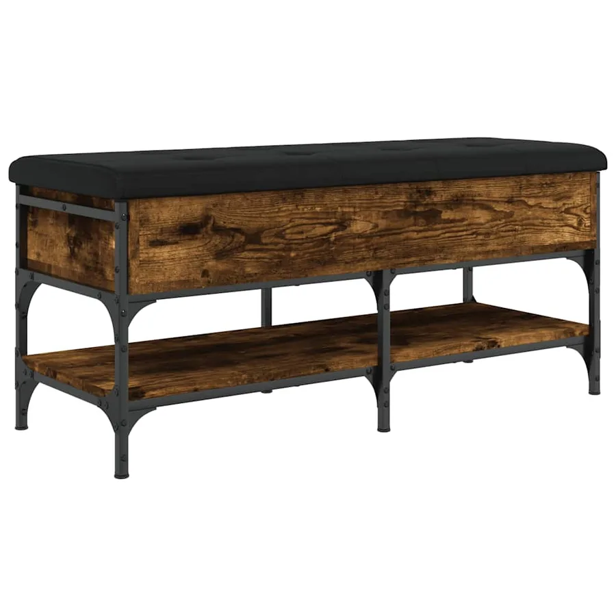 Banc à chaussures chêne fumé 102x42x45 cm bois d'ingénierie - 9