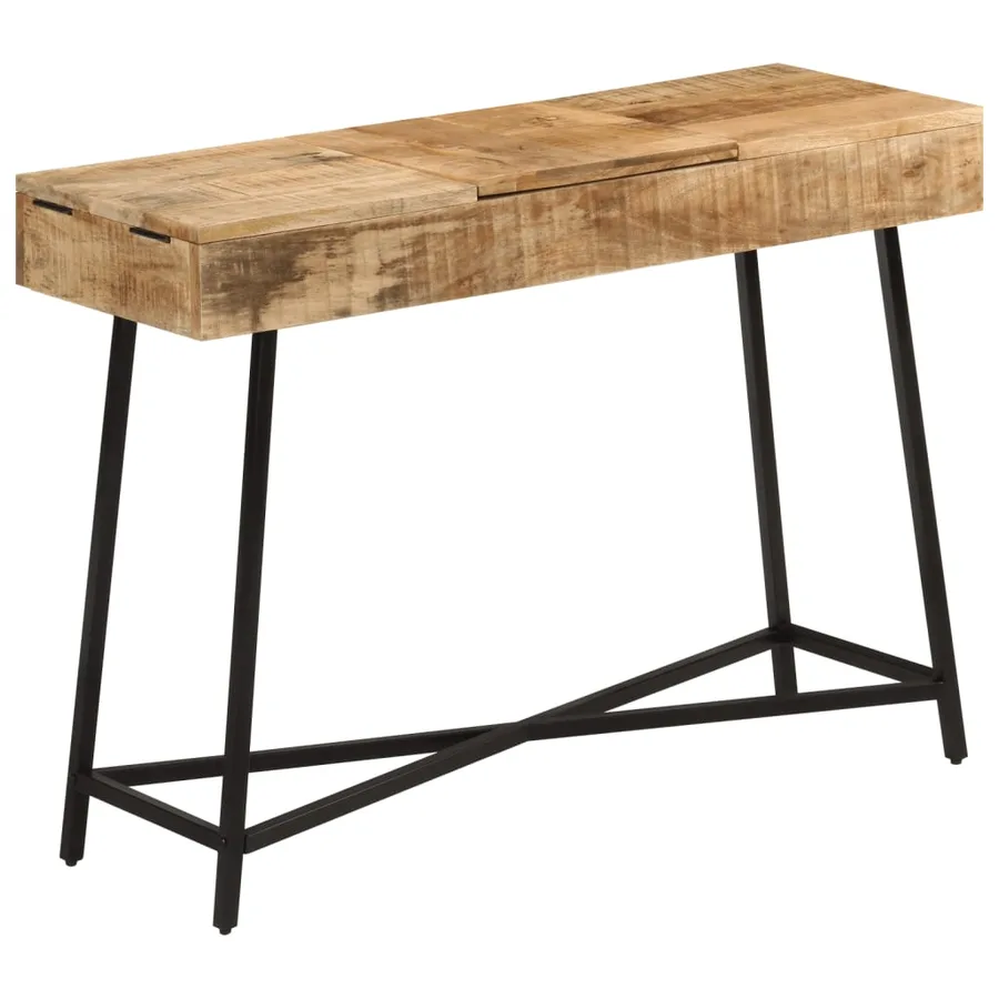 Coiffeuse 105x35x75 cm bois de manguier massif brut et fer - 10