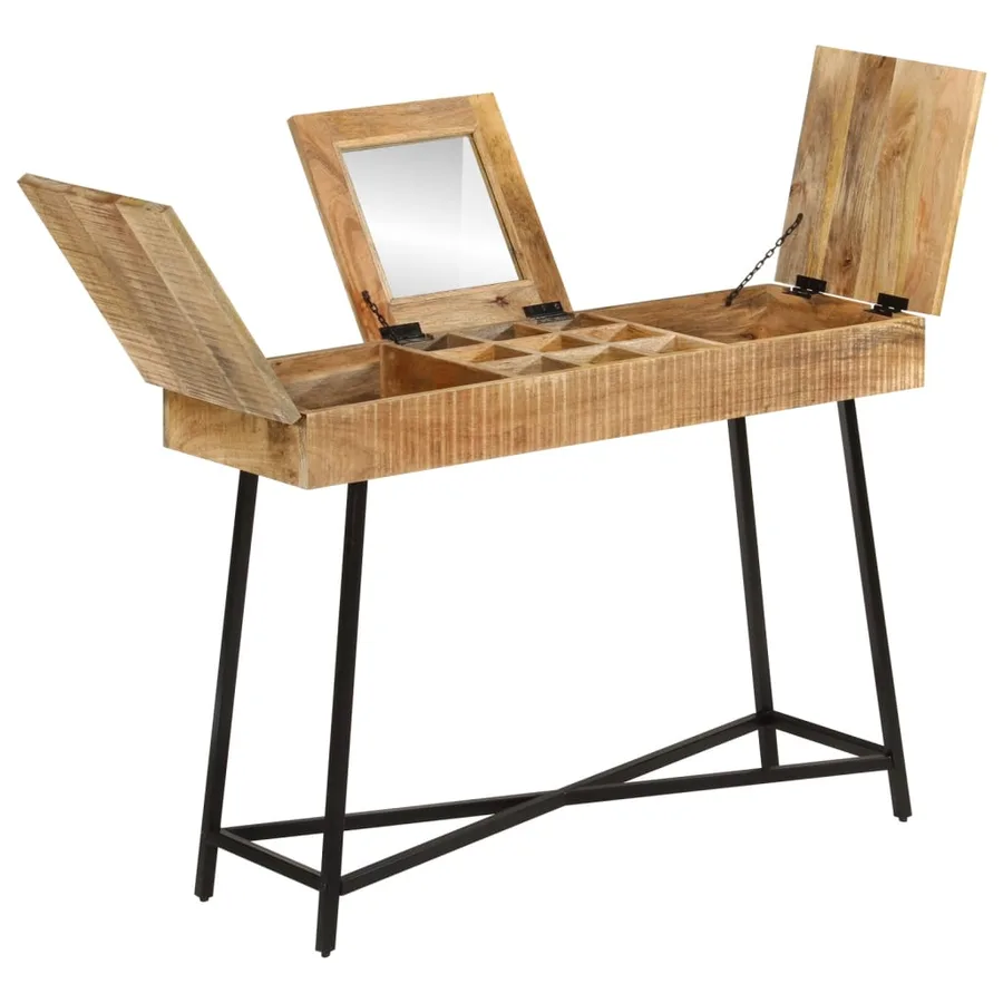Coiffeuse 105x35x75 cm bois de manguier massif brut et fer - 2