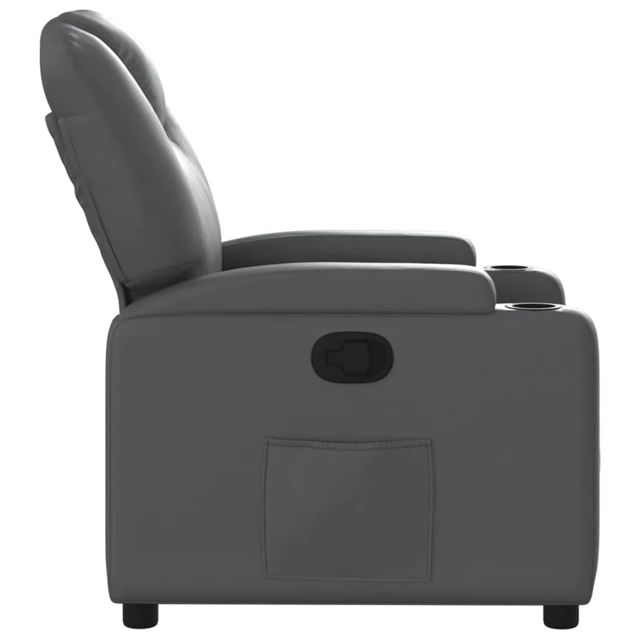 Fauteuil inclinable gris similicuir - 7