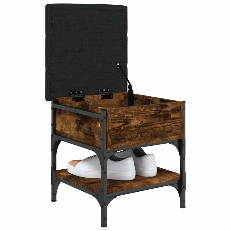 Banc à chaussures chêne fumé 42x42x45 cm bois d'ingénierie - 4