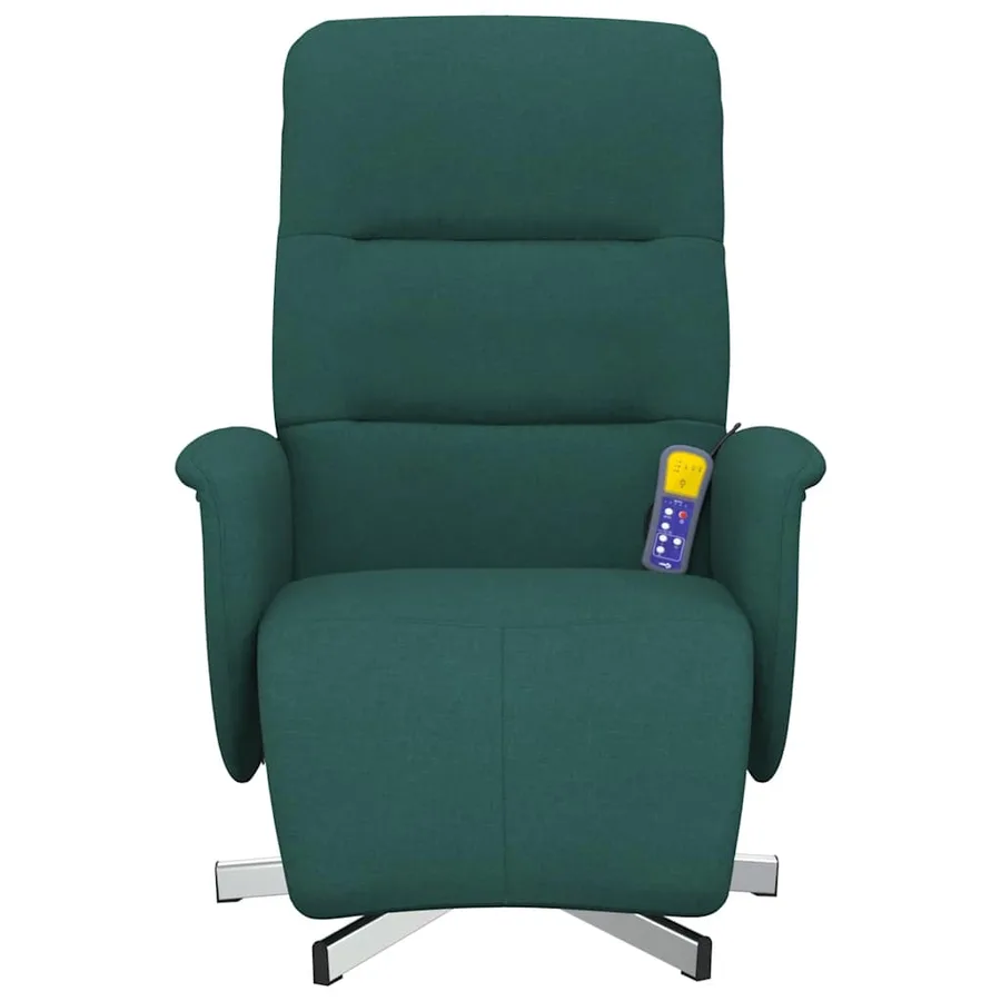 Fauteuil inclinable de massage et repose-pieds vert foncé tissu - 4