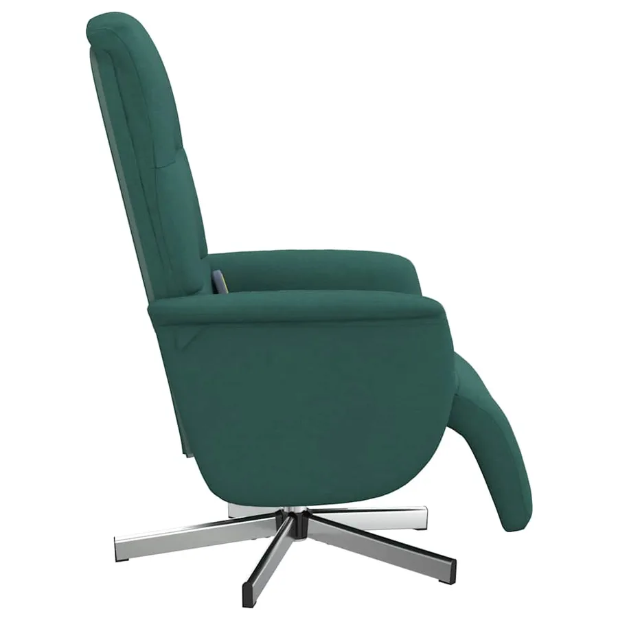 Fauteuil inclinable de massage et repose-pieds vert foncé tissu - 5