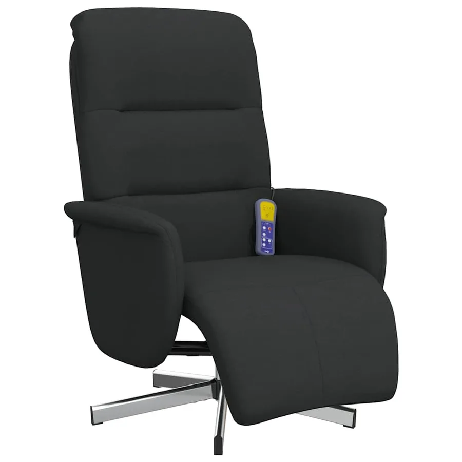 Fauteuil inclinable de massage avec repose-pieds noir tissu - 3