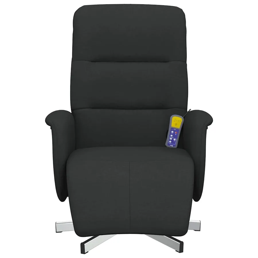 Fauteuil inclinable de massage avec repose-pieds noir tissu - 4
