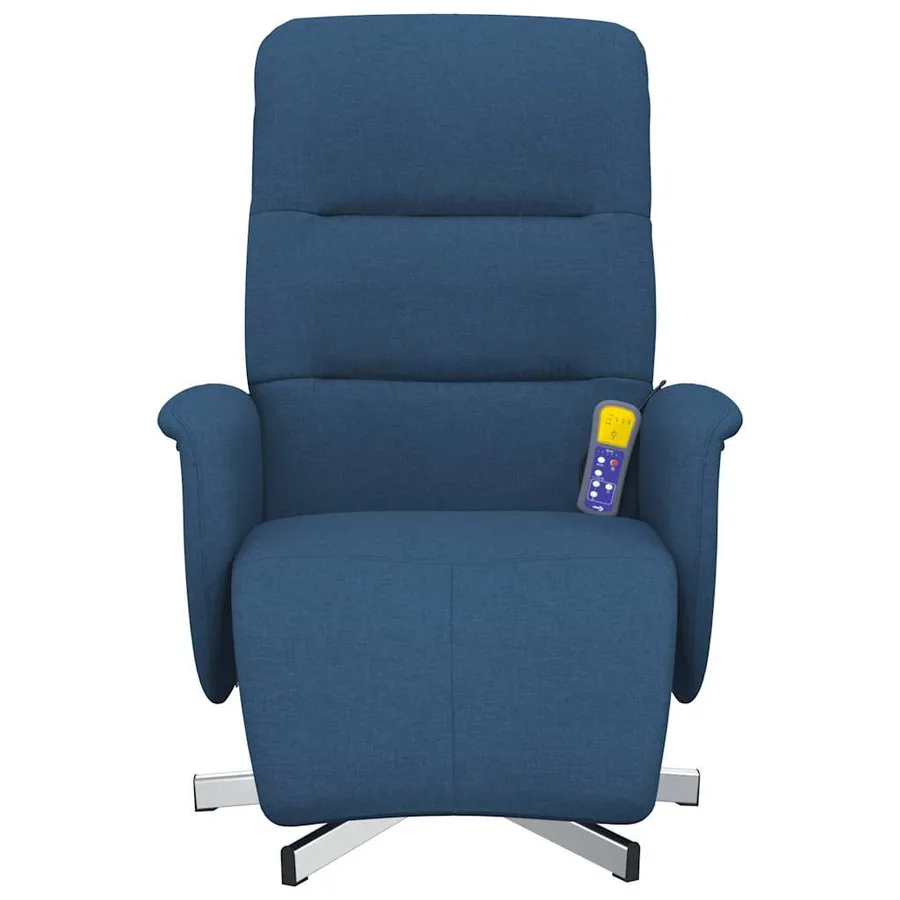 Fauteuil inclinable de massage avec repose-pieds bleu tissu - 4