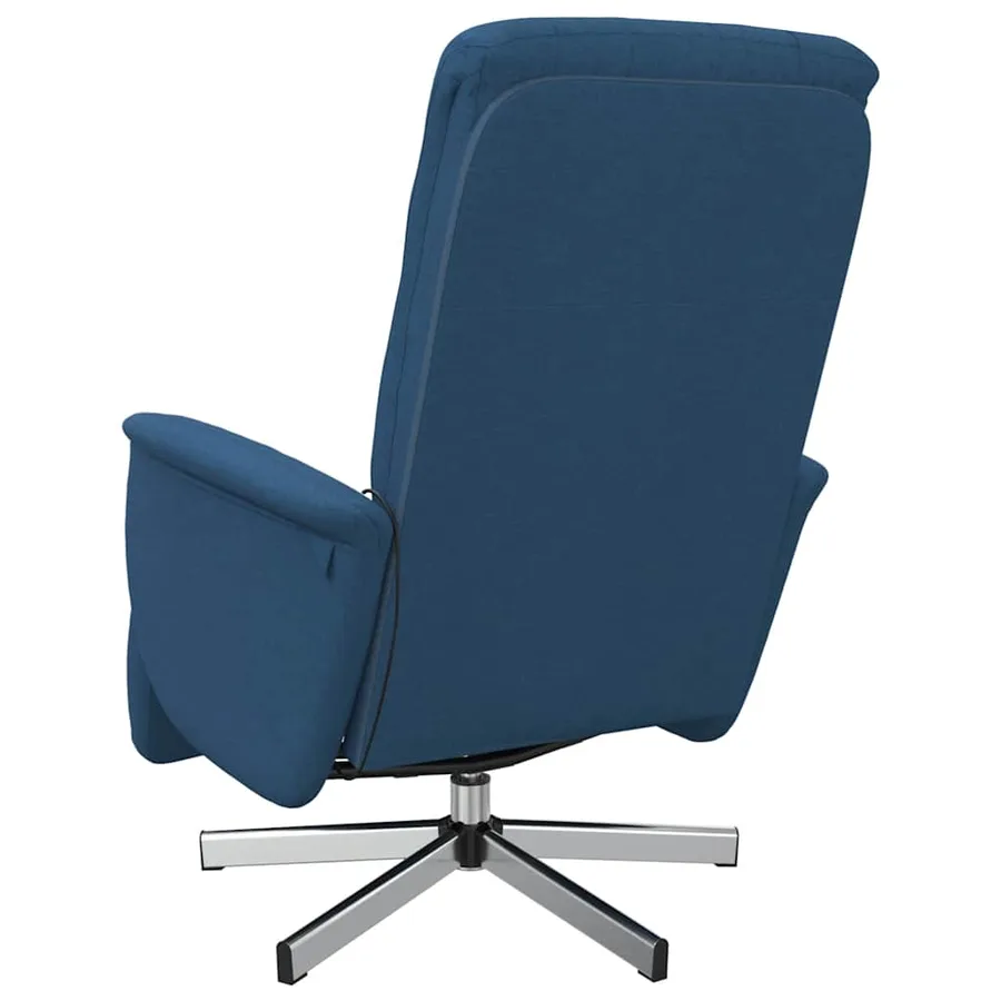 Fauteuil inclinable de massage avec repose-pieds bleu tissu - 6