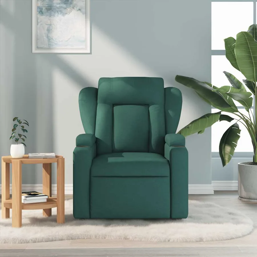 Fauteuil de massage inclinable Vert foncé Tissu - 3